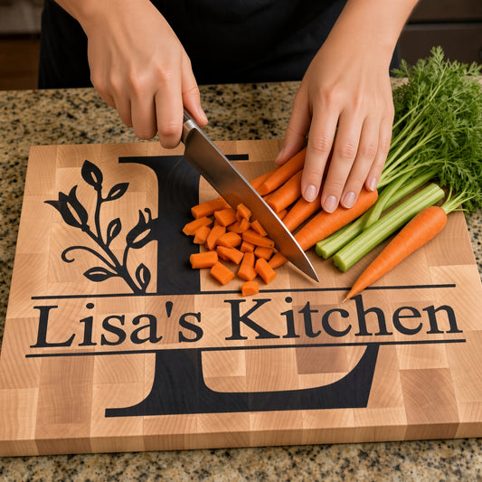 Cutting Board Monogram - Lilies
