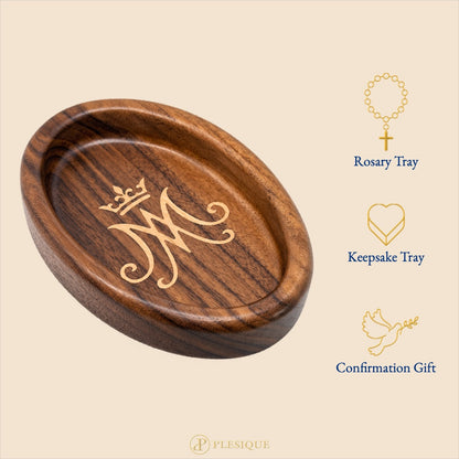 Rosary Tray - Auspice Maria (Walnut with Maple Inlay)