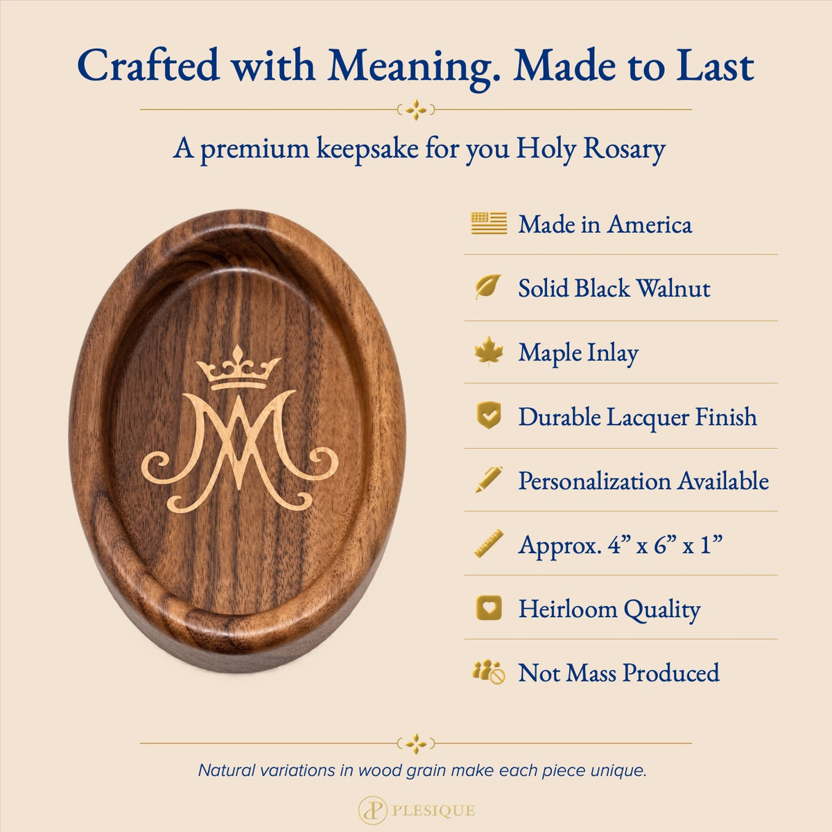 Rosary Tray - Auspice Maria (Walnut with Maple Inlay)