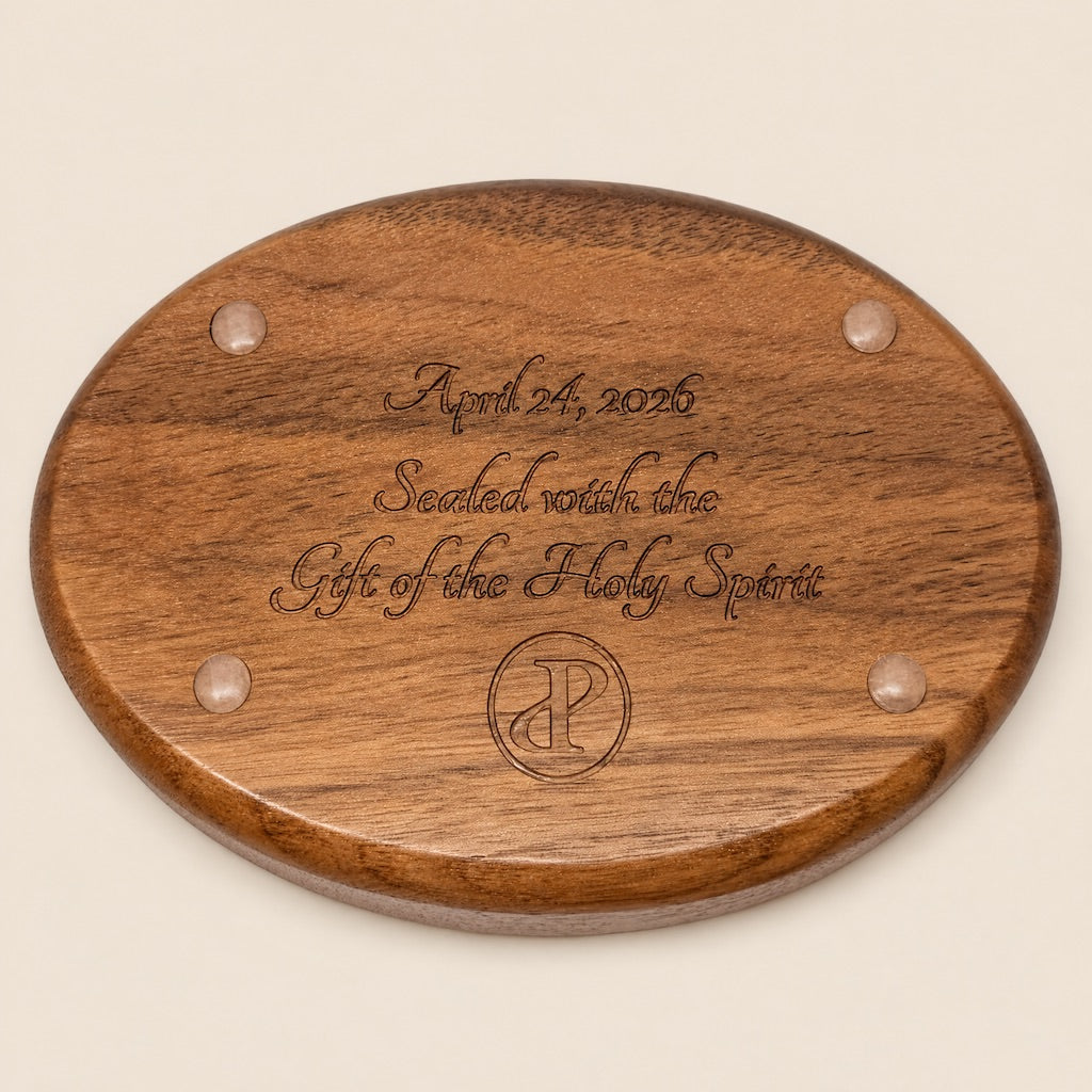 Rosary Tray - Chi-Rho (Walnut with Maple Inlay)