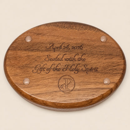 Rosary Tray - Chi-Rho (Walnut with Maple Inlay)