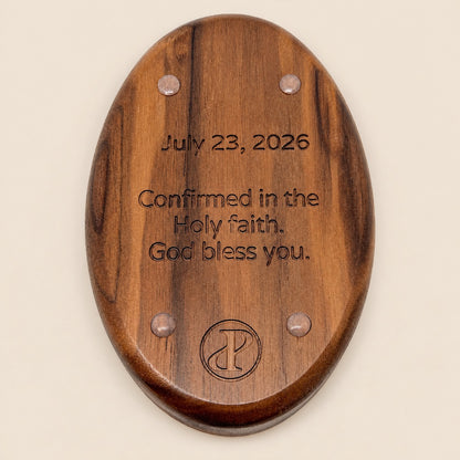 Rosary Tray - Chi-Rho (Walnut with Maple Inlay)