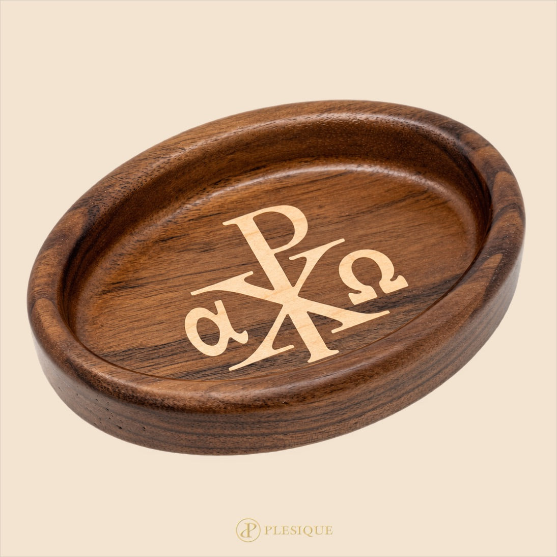 Rosary Tray - Chi-Rho (Walnut with Maple Inlay)
