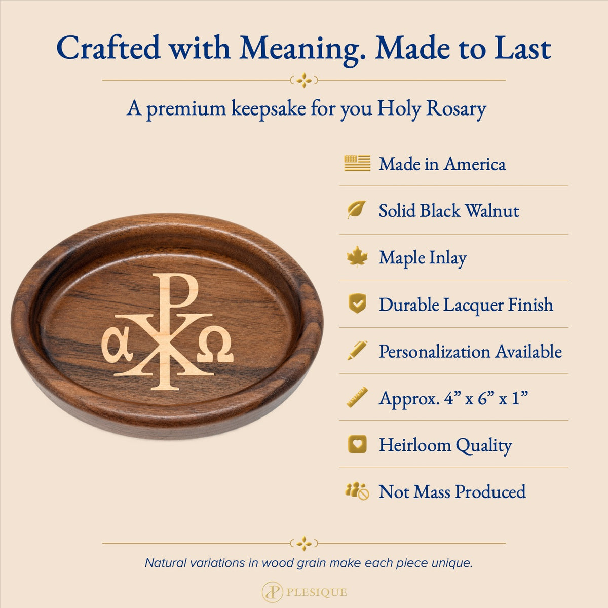 Rosary Tray - Chi-Rho (Walnut with Maple Inlay)