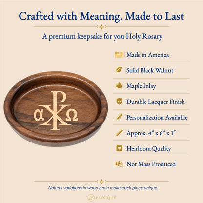 Rosary Tray - Chi-Rho (Walnut with Maple Inlay)
