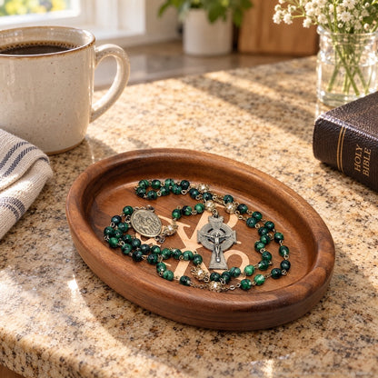 Rosary Tray - Chi-Rho (Walnut with Maple Inlay)
