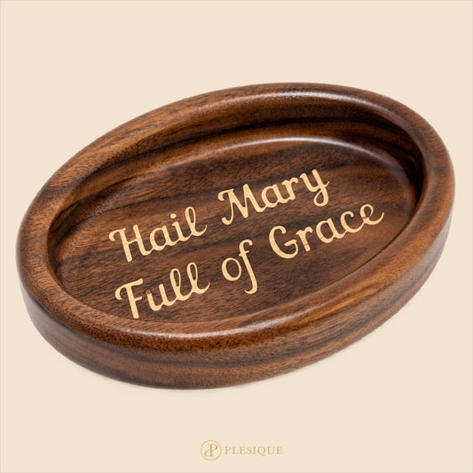 Rosary Tray - Hail Mary (Walnut with Maple Inlay)