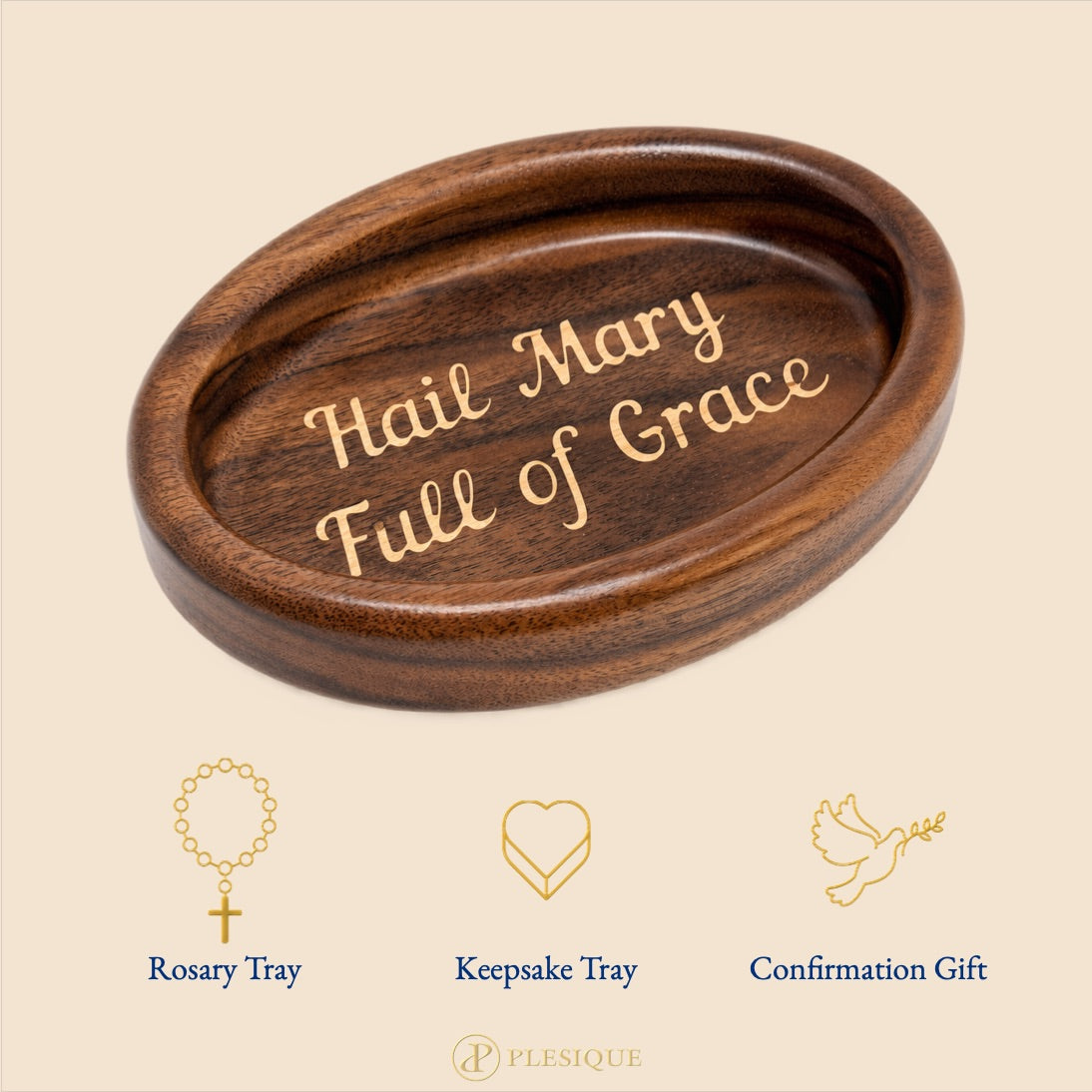 Rosary Tray - Hail Mary (Walnut with Maple Inlay)