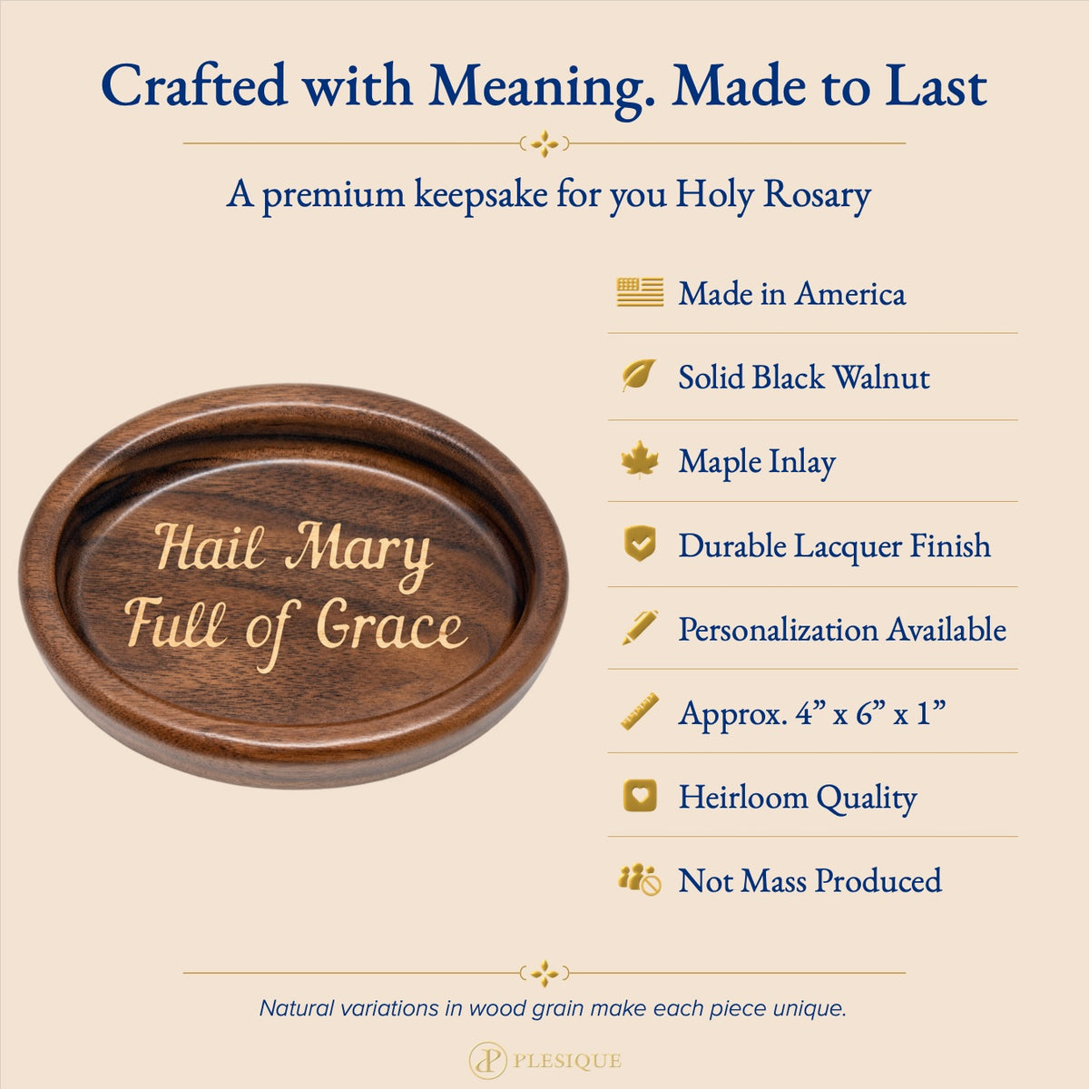 Rosary Tray - Hail Mary (Walnut with Maple Inlay)