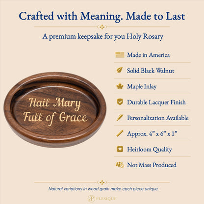 Rosary Tray - Hail Mary (Walnut with Maple Inlay)