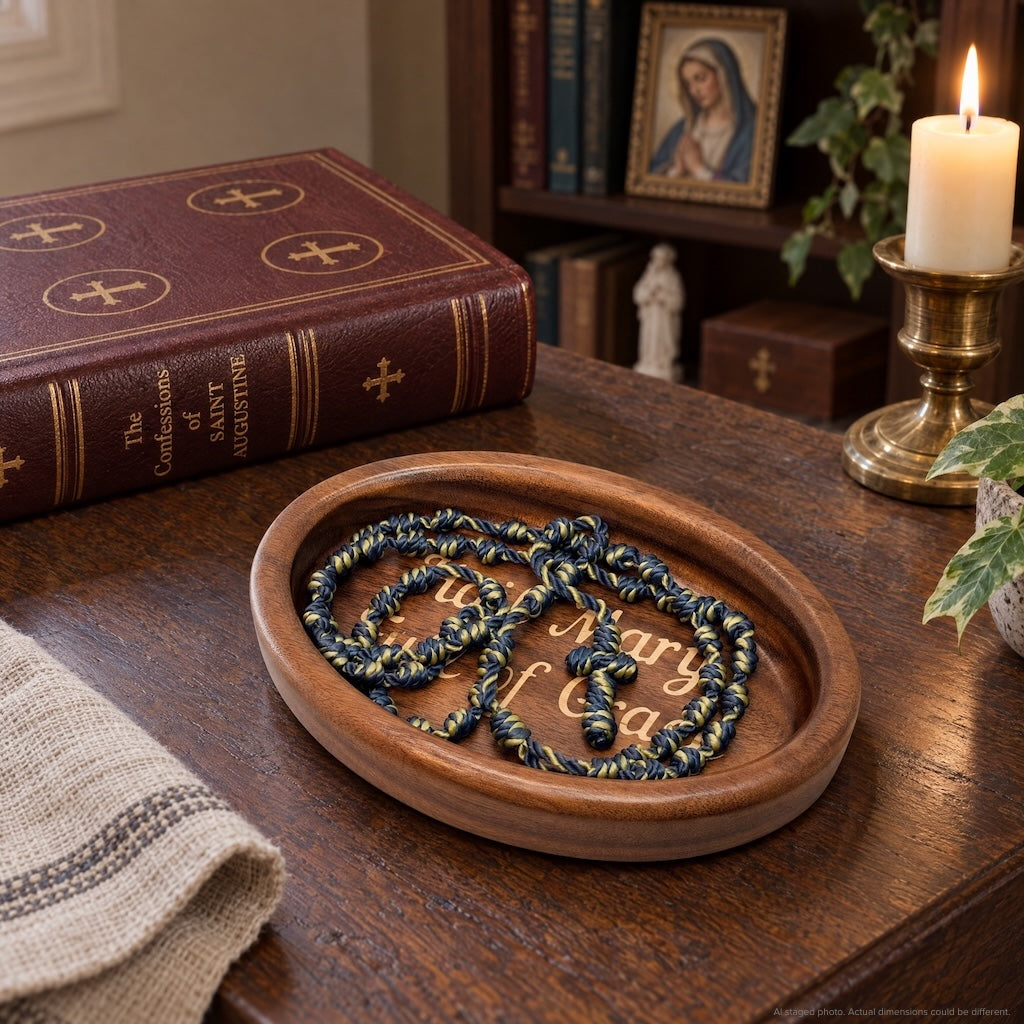 Rosary Tray - Hail Mary (Walnut with Maple Inlay)