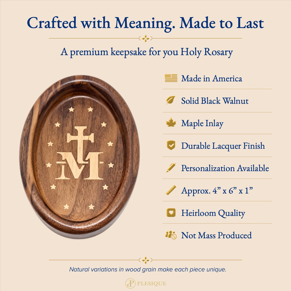 Rosary Tray - Marian Cross (Walnut with Maple Inlay)