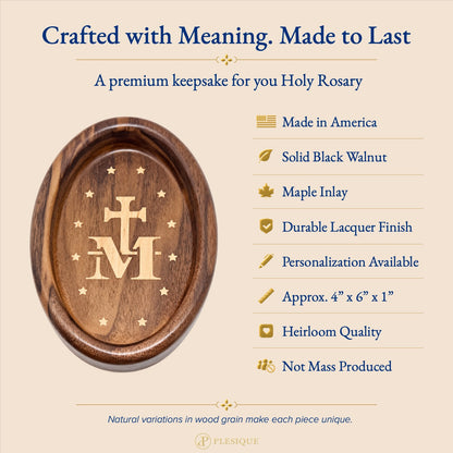Rosary Tray - Marian Cross (Walnut with Maple Inlay)