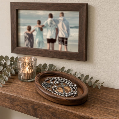 Rosary Tray - Marian Cross (Walnut with Maple Inlay)